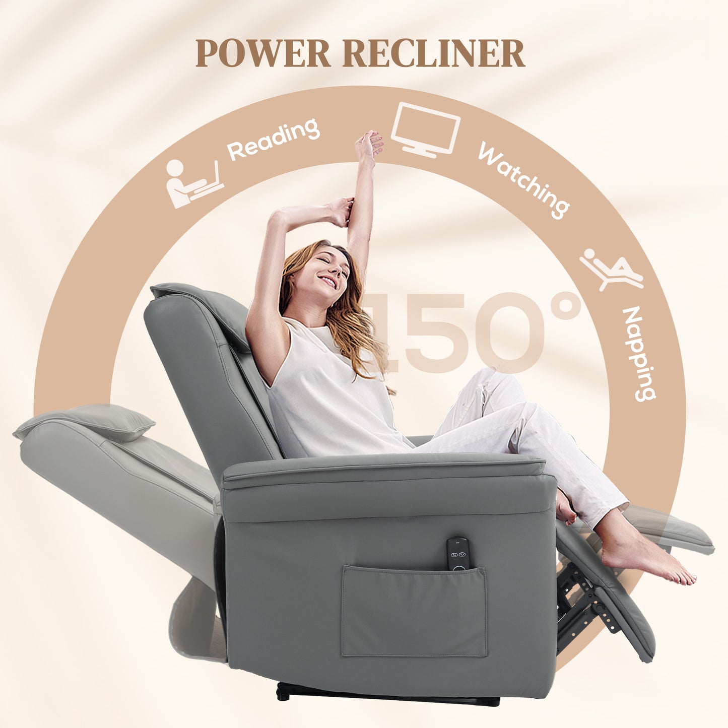 HOMCOM 3D Kneading Massage Recliner Chair, Electric Recliner, USB Port, Grey