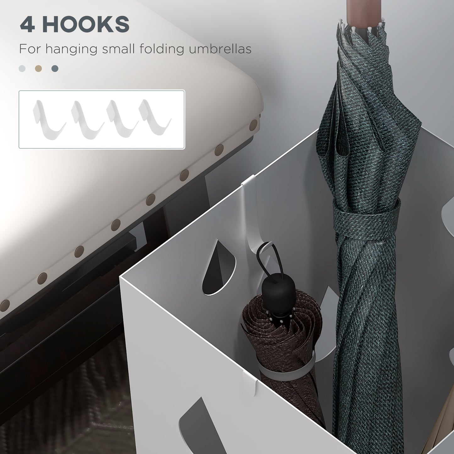 HOMCOM Six-Umbrella Steel Holder Stand - White