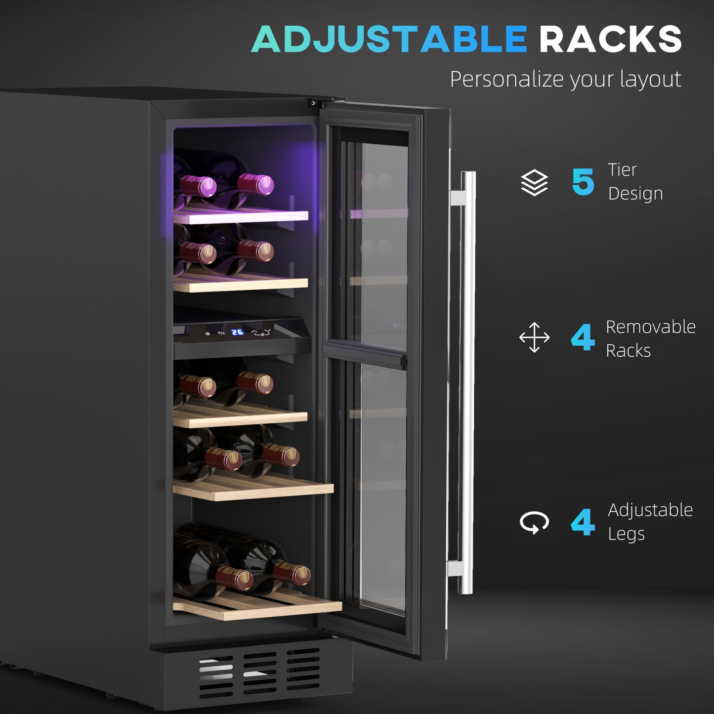 HOMCOM 16 Bottle Dual Zone 5-18°C Wine Fridge - Black