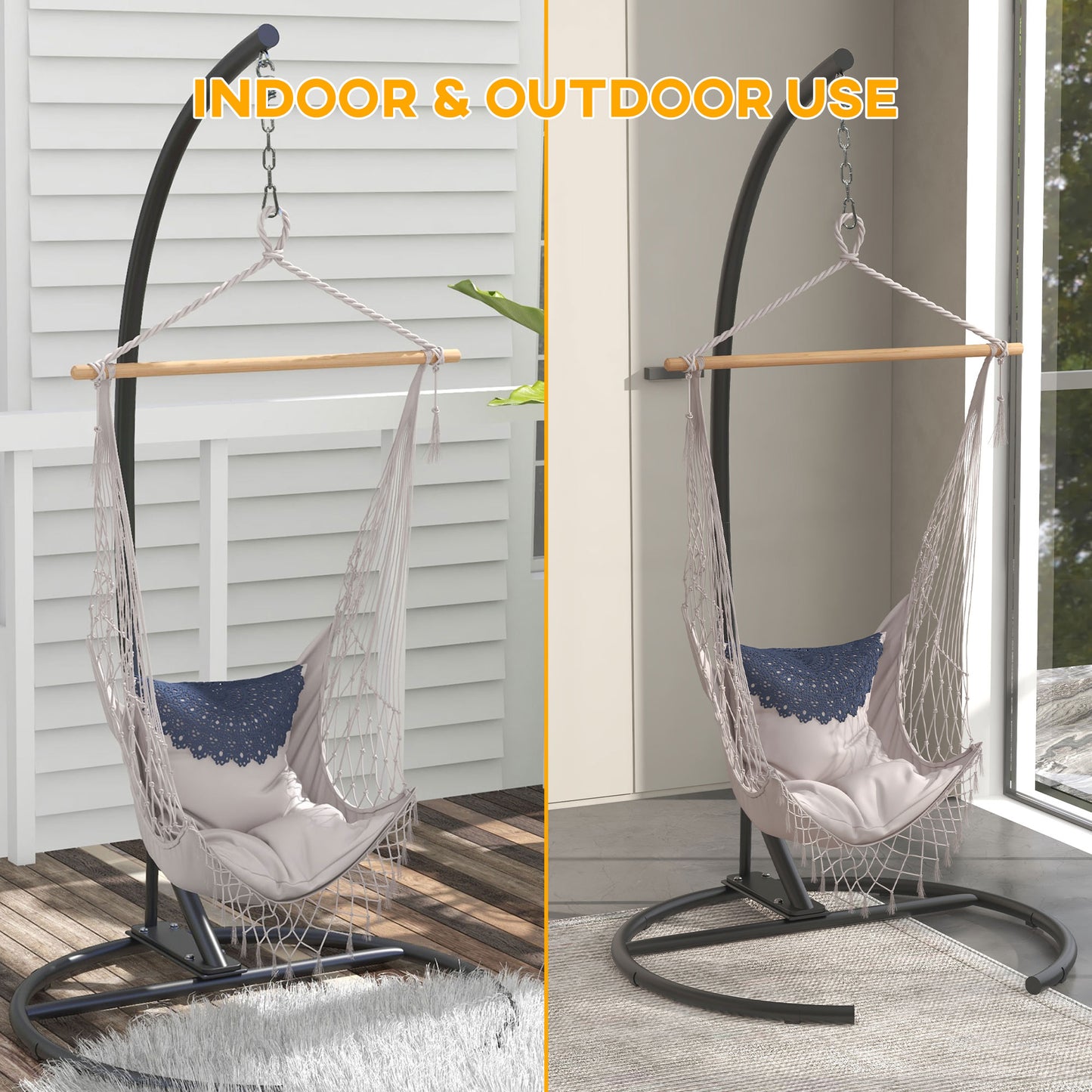 Outsunny Heavy-Duty Hanging Swing Chair Stand Black