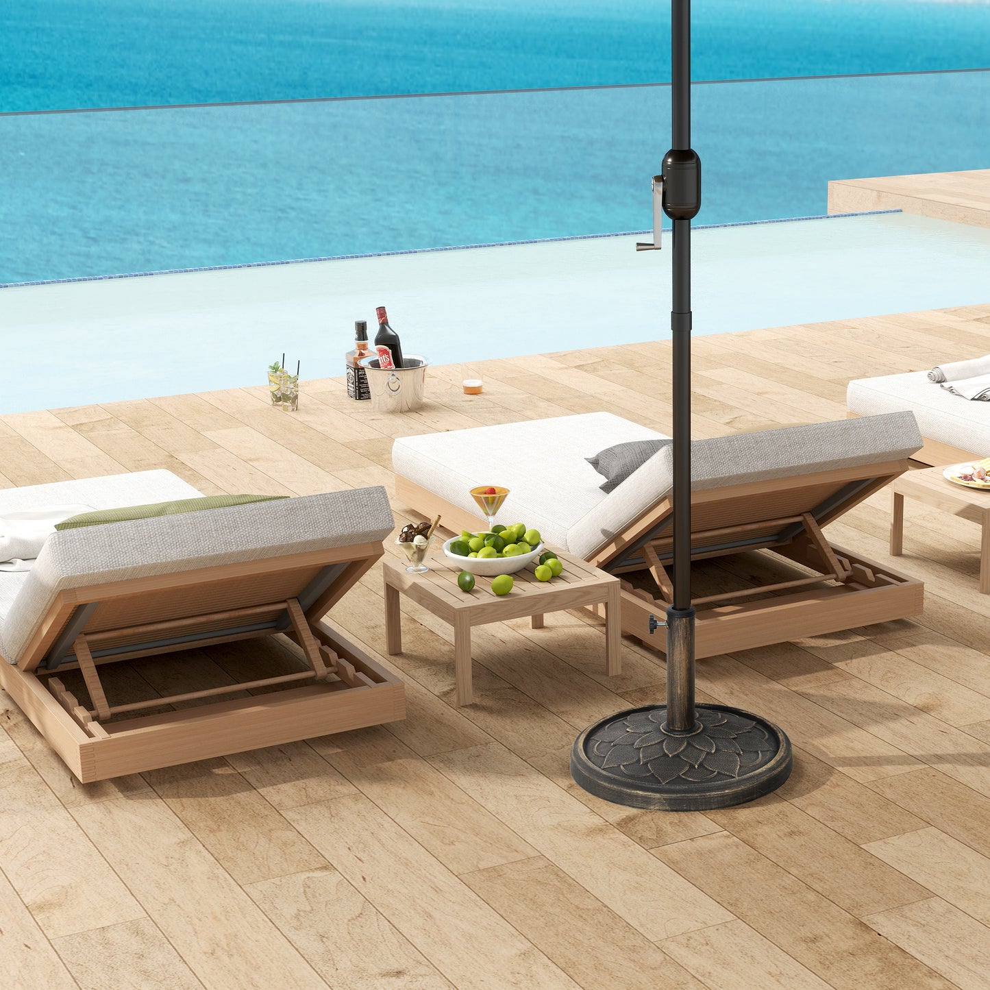 Outsunny 12kg Resin Garden Parasol Base, Heavy Duty Round Umbrella Base for 32-48mm Poles, Bronze Tone