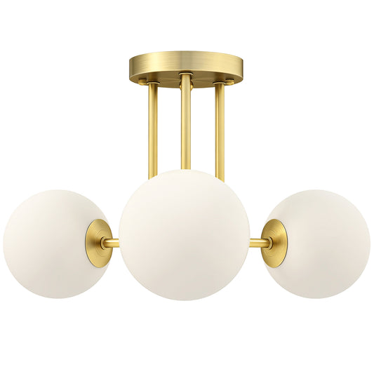 HOMCOM LED Ceiling Light with Globe Shades, Modern 3-Light, G9 Sockets for Living/Bedroom/Dining Room, Bulbs Not Included, Gold Tone