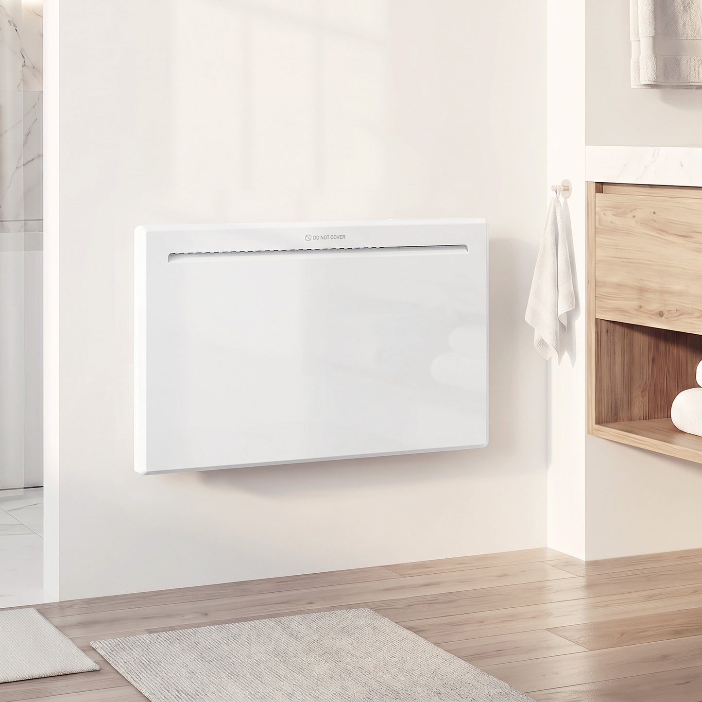 HOMCOM Smart Panel Heater Wall Mounted/Freestanding, Electric Heater with Weekly Timer, Open Window & Anti-Frost, 1500W, White