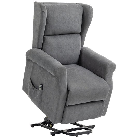 HOMCOM Power Lift Recliner Armchair, Electric Lift Chair for Elderly with Remote, Side Pockets, Extended Footrest, Fabric, Charcoal Grey