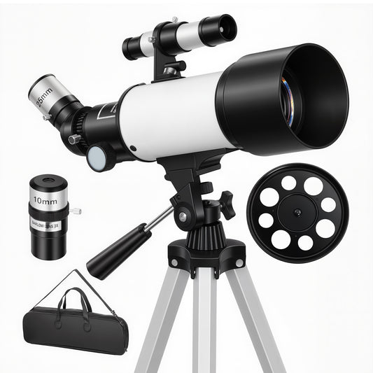 Outsunny Astronomy Telescope for Adults and Beginners with 70 mm Aperture, Carry Bag, White