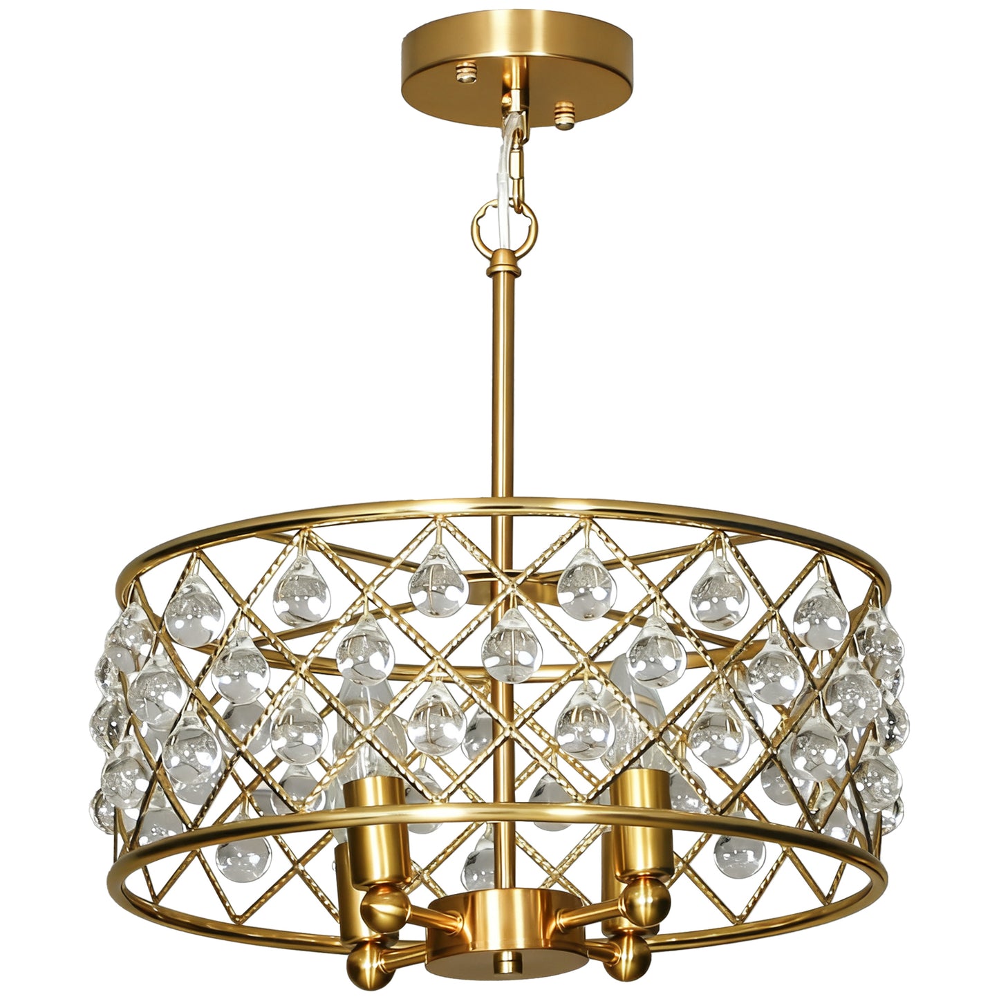 HOMCOM 51 Crystallite Four-Bulb Chandelier - Gold-Tone