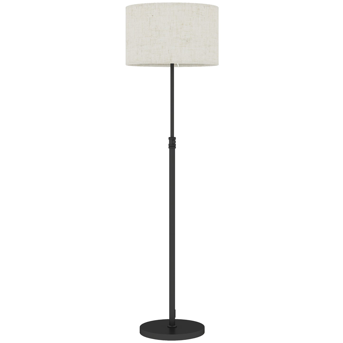 HOMCOM Floor Lamp, Height Adjustable with Linen Shade, Dimmable 3000K-6000K, Remote & Foot Switch for Living Room/Bedroom/Office, Black