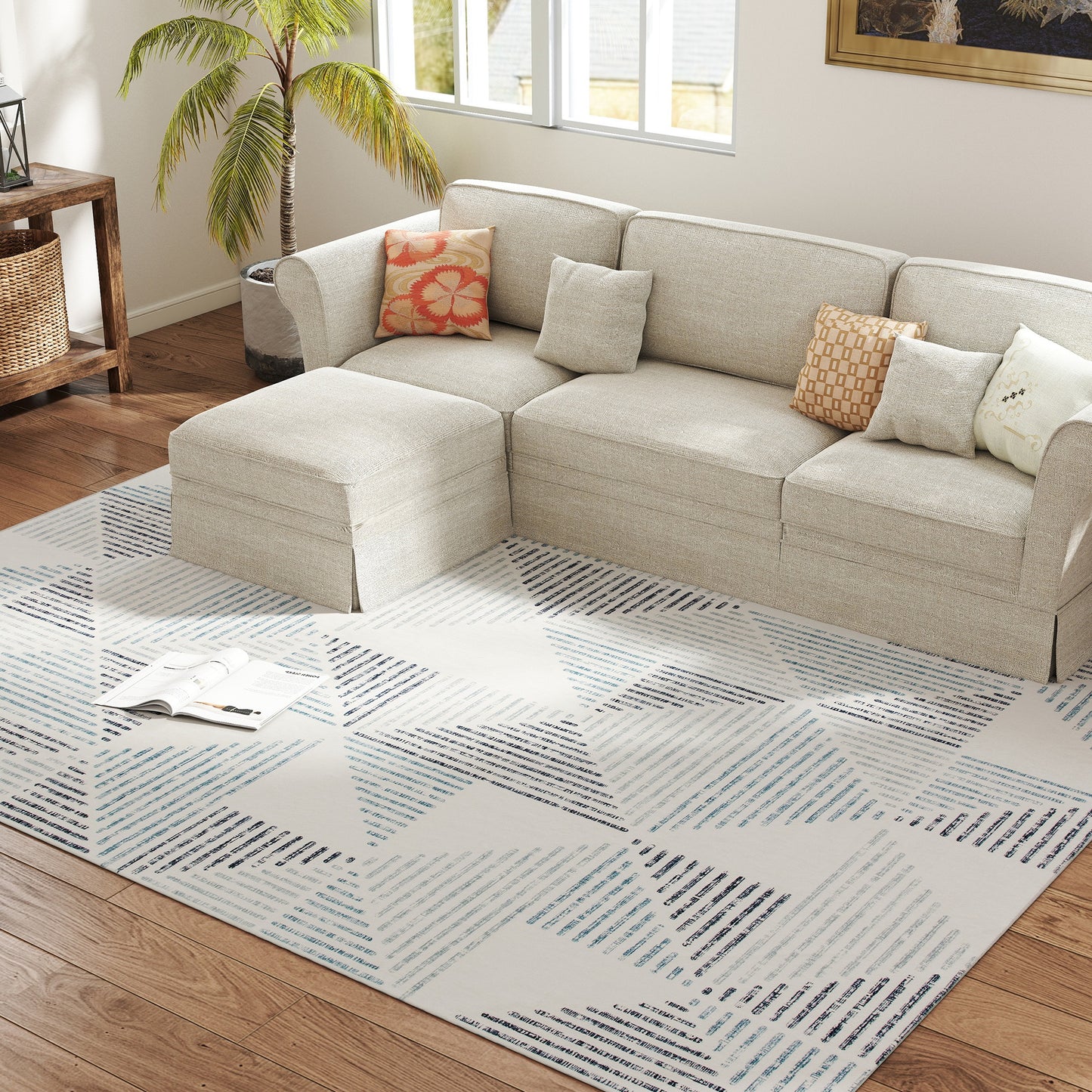 HOMCOM Modern Area Rug, Geometric Pattern, Non-Slip Washable Carpet, Soft for Living Room, Bedroom, Office, 290x200 cm, Multi-Coloured