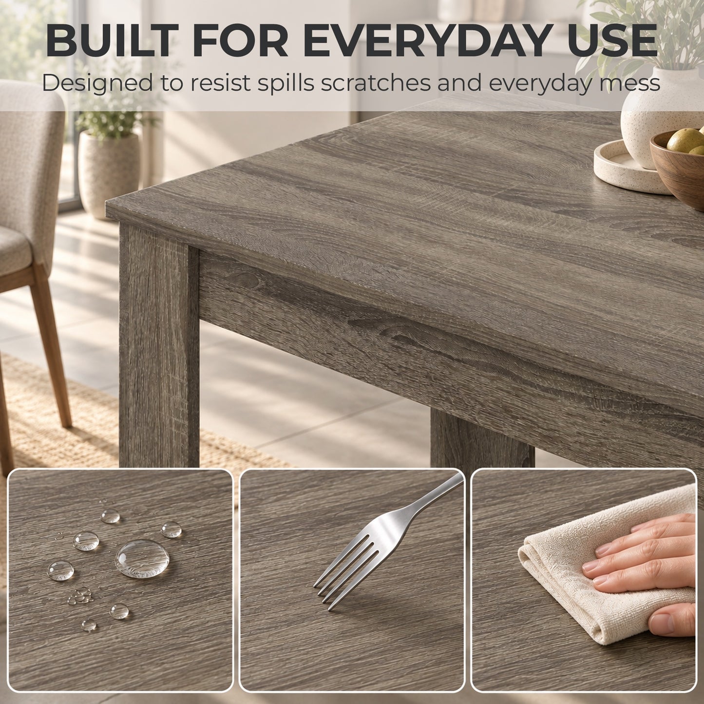 HOMCOM Kitchen Dining Table and 2 Benches Set, Table and Chairs Set for Limited Space, Grey Wood Effect