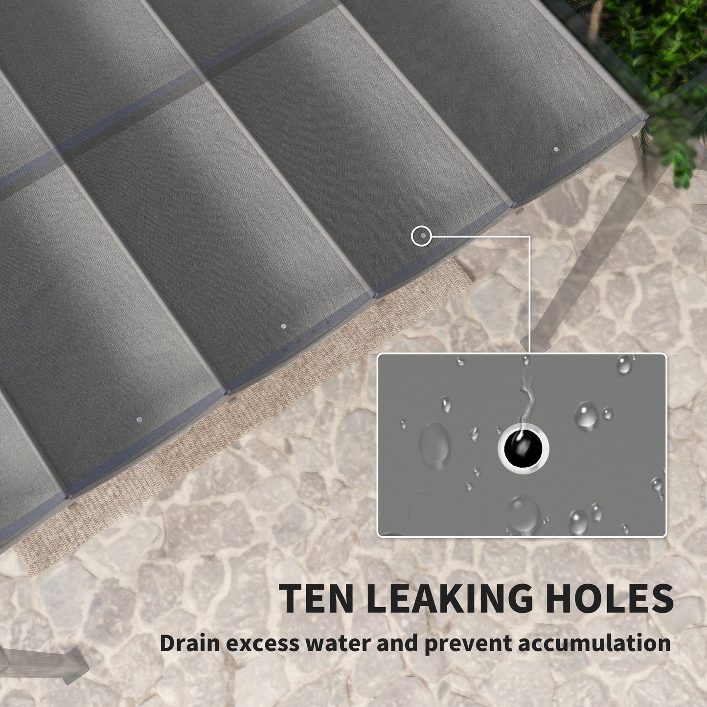 Outsunny Retractable Pergola Shade Cover, Replacement Canopy for 4 x 3 (m) Pergola, Retractable Roof, Light Grey