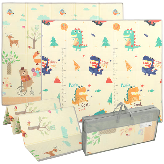 AIYAPLAY Foldable Reversible Baby Play Mat 180 x 150 cm, Waterproof, Non-Slip for Crawling and Learning, Animals & Forest Theme