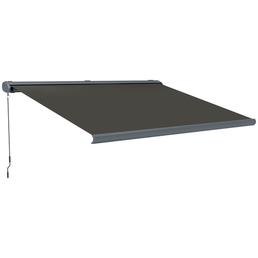 Outsunny Full Cassette Electric Awning with Remote, Aluminium Frame DIY Retractable UPF50+ Sun Shade Canopy, Dark Grey.