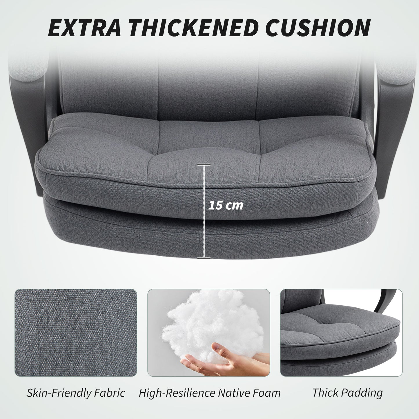 HOMCOM Double Padded Linen-Look Office Chair - Charcoal Grey