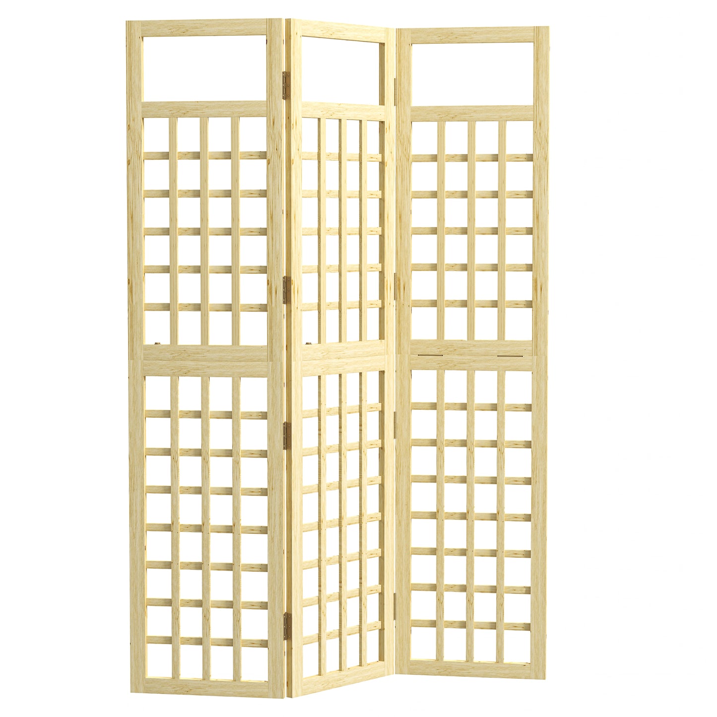 Outsunny 3-Panel Privacy Screen, Foldable Wooden Outdoor Divider/Trellis for Garden Patio, 120x170cm, Wood
