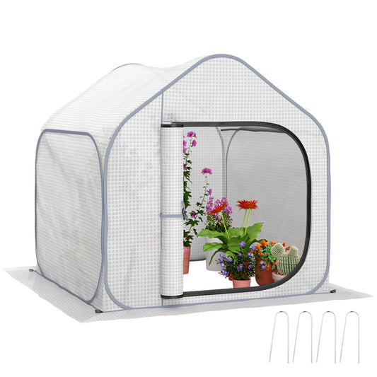 Outsunny 150 x 148cm Pop-Up Greenhouse - White
