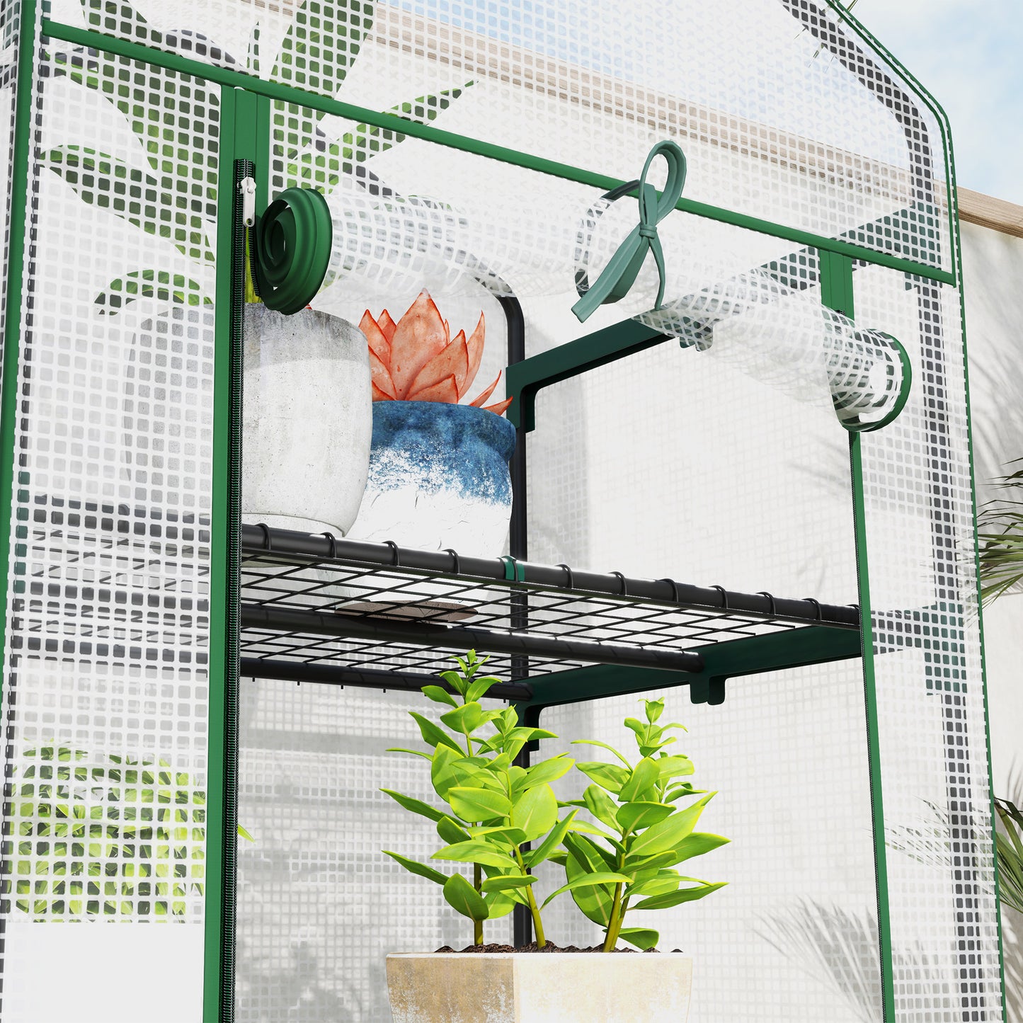 Outsunny 193cm Five Shelf Mini Greenhouse - Green border
