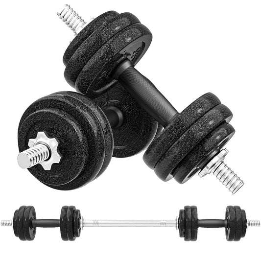 SPORTNOW 2-in-1 Adjustable Dumbbells Set, 30kg with Non-Slip Grip for Home Gym Strength Training, Weight Lifting, Bodybuilding - Black