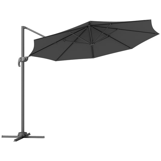 Outsunny 3 x 3(m) Cantilever Parasol with Cross Base, Garden Umbrella with 360° Rotation, Crank Handle and Tilt for Outdoor, Black