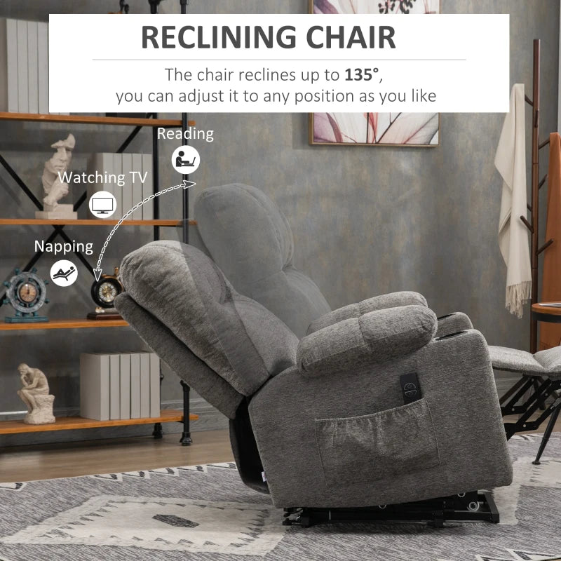 HOMCOM Electric Riser and Recliner Chair for Elderly, Power Lift Recliner Chair with Remote Control, Grey