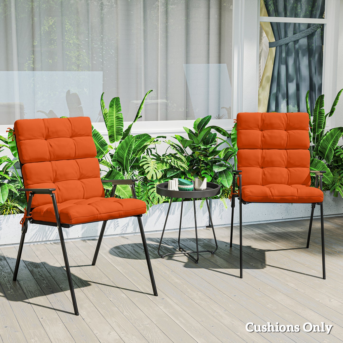 Outsunny Set of Two Padded Outdoor Seat Cushions - Orange