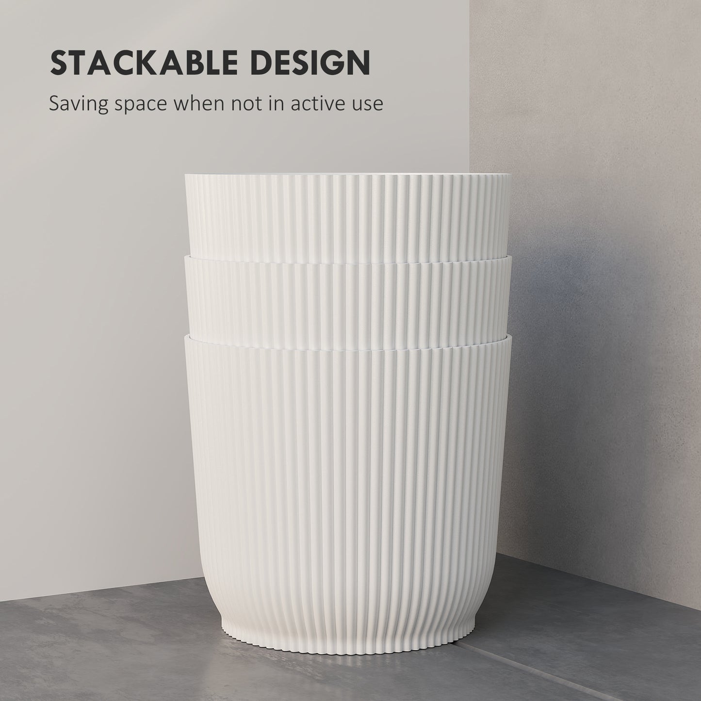 Outsunny Set of Three Ø22cm Planters - White