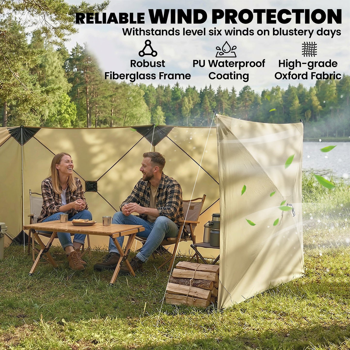 Outsunny Camping Windbreak Pop Up Windbreaker Blocker for Beach Caravan Outdoor 480 x 120 cm