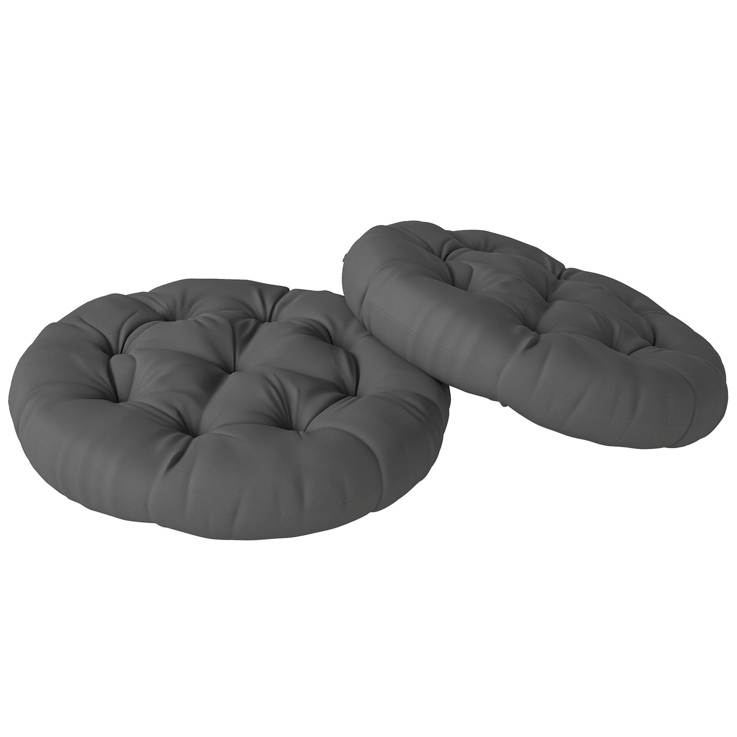 Outsunny Set of Two Ø60cm Outdoor Cushions - Dark Grey
