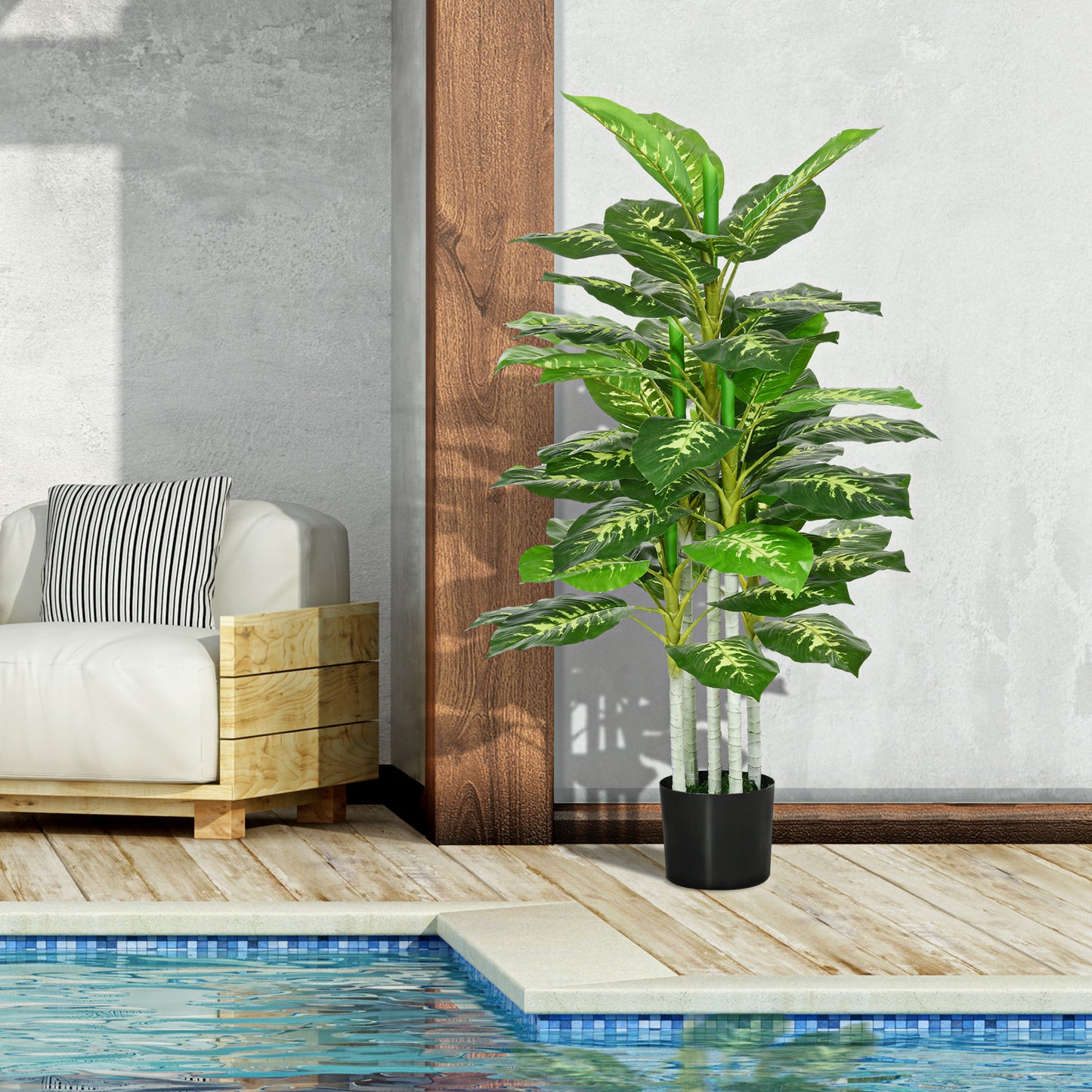 HOMCOM Artificial Evergreen Tree Fake Decorative Plant in Nursery Pot for Indoor Outdoor Decor, 120cm