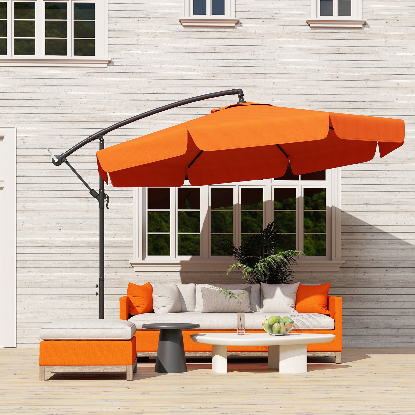 Outsunny 2.7m Garden Cantilever Banana Parasol - Orange