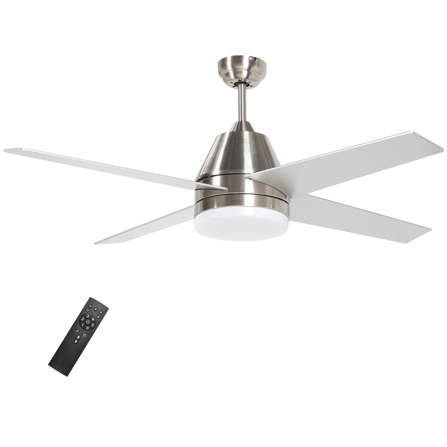 HOMCOM Ceiling Fan with LED Light Flush Mount Ceiling Fan Lights with Reversible Blades Remote Silver and Black