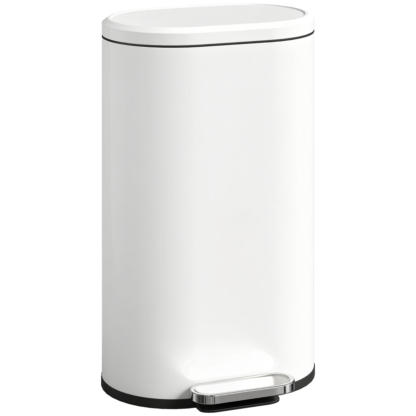 HOMCOM 30L Kitchen Bin, Slim Rectangular Pedal with 90° Stay-Open and Soft-Close Lid, Removable Inner Bucket, Fingerprint-Resistant, Cream.