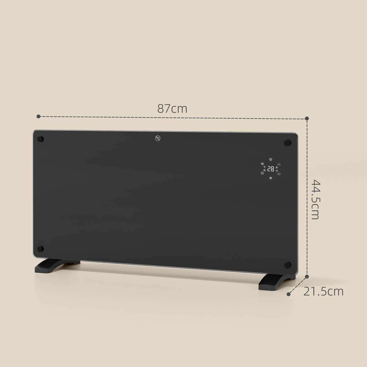 HOMCOM Electric Heater Wifi Smart App, 2000W Black