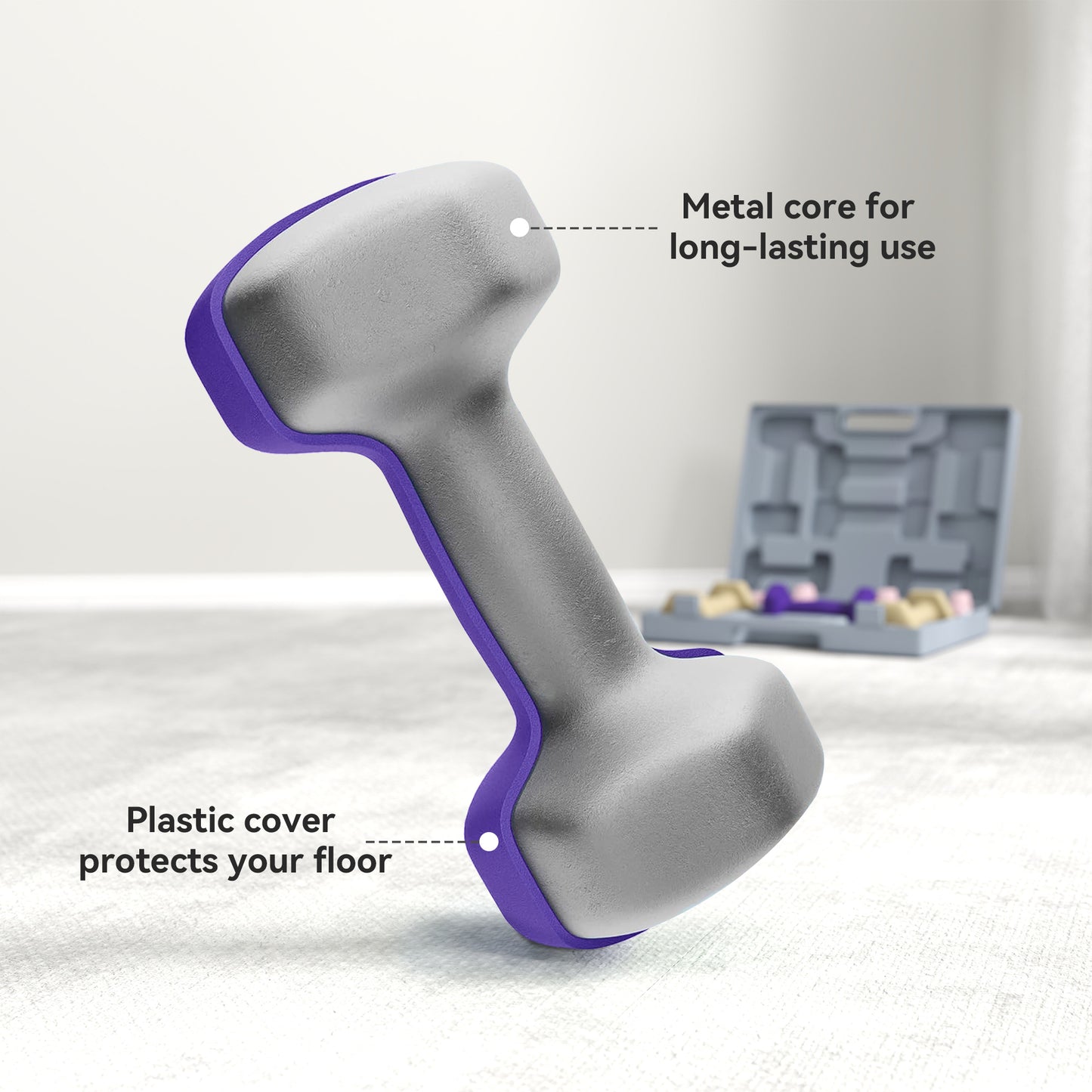 SPORTNOW 9kg Hex Dumbbells Set of 6, Hand Weights with Carry Case for Home Gym Strength Training, 2 x 1kg, 2 x 1.5kg, 2 x 2kg