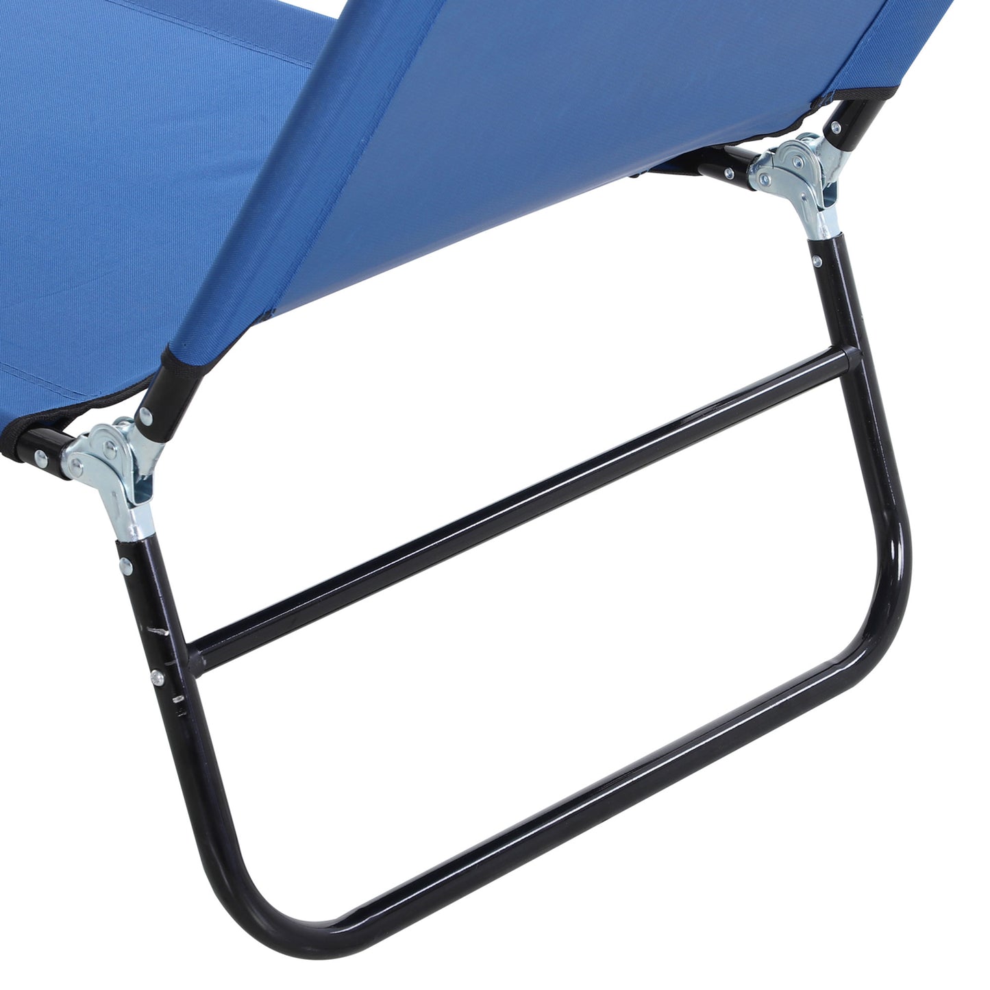 Outsunny 2-Piece Foldable Sun Loungers, 5-Position Adjustable Backrest, Portable Recliner Chairs, Breathable Mesh Fabric, Blue