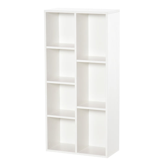 HOMCOM Seven-Cube Bookcase - White Wood Effect