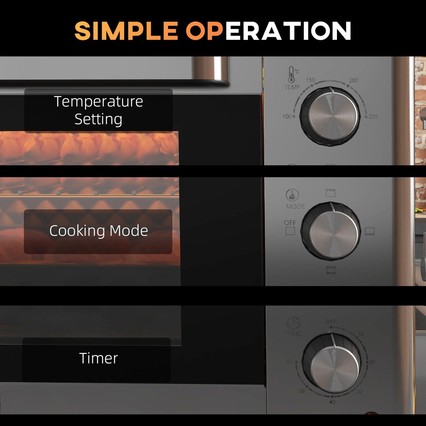 HOMCOM 30L 60-230°C Mini Electric Oven, with Accessories - Silver Tone