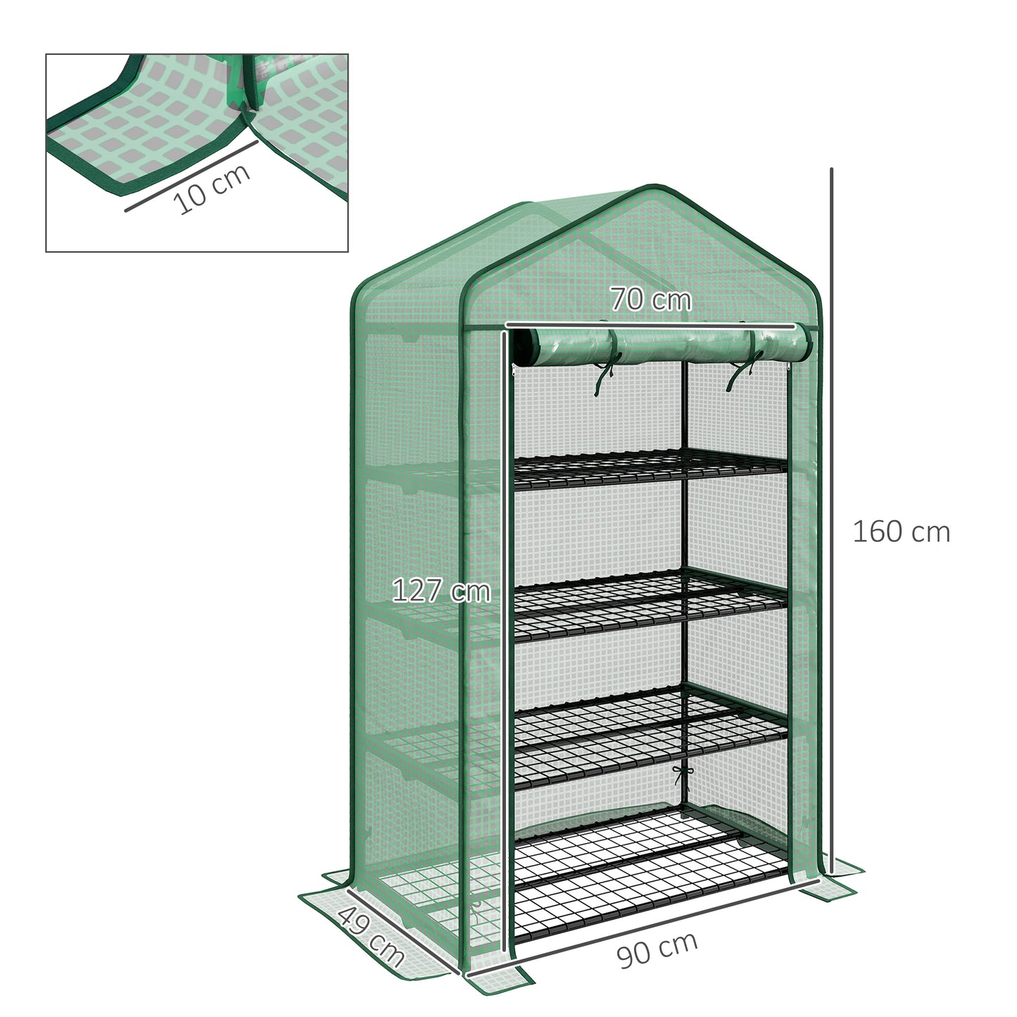 Outsunny Four-Tier Mini Greenhouse, with Reinforced Plastic Cover