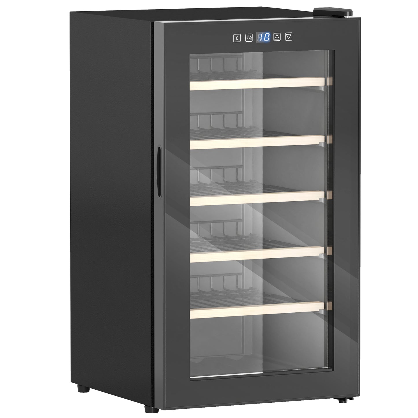 HOMCOM Wine Fridge, 41 Bottle, 91L, Glass Door, LED, Digital Touch Screen, Temp Control, Freestanding Wine Cooler, Black