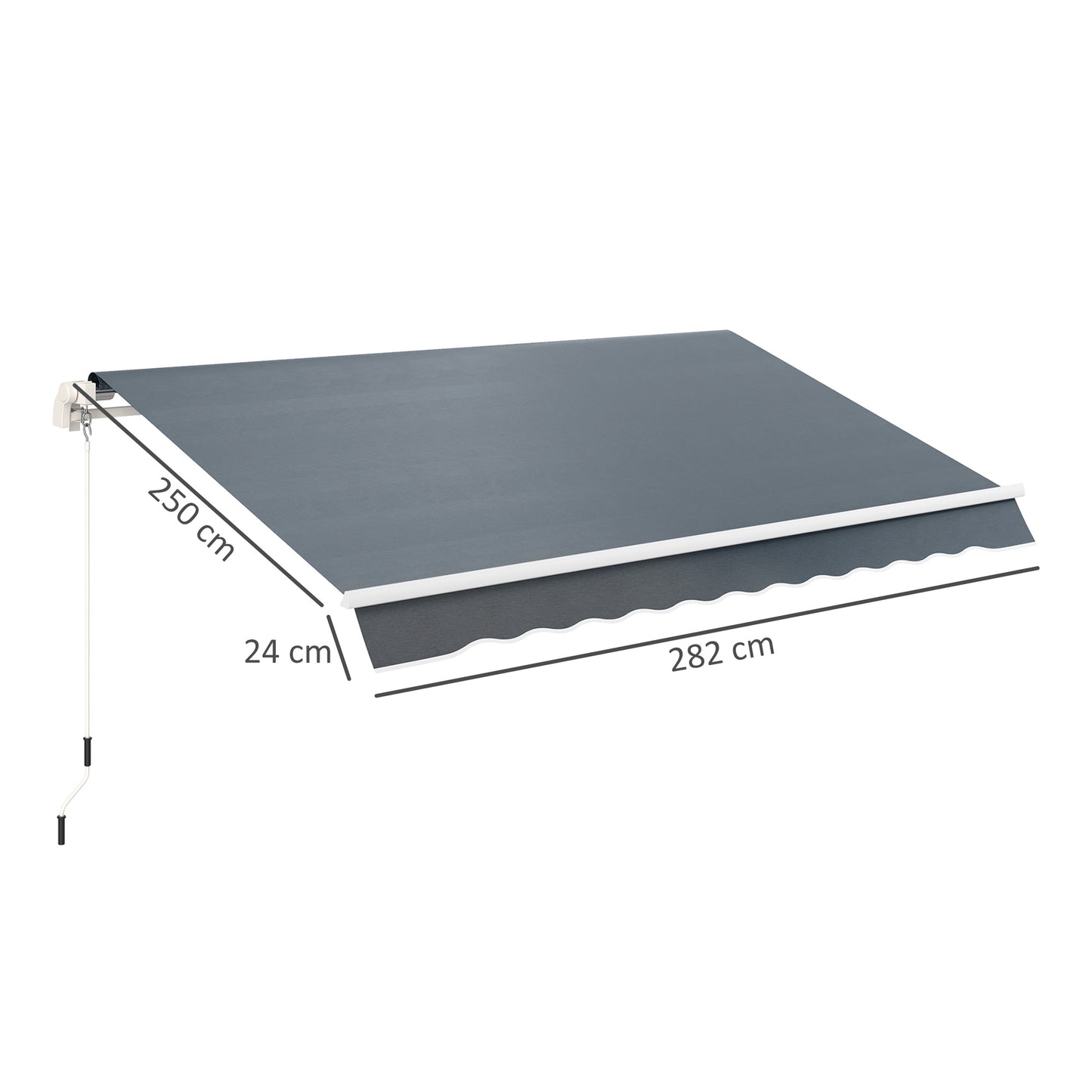Outsunny Awning Replacement Canopy, UPF 50+ Awning Fabric, Water Resistant Sun Shade Cover for 3 x 2.5 m Garden Awning (Fabric Only), Grey