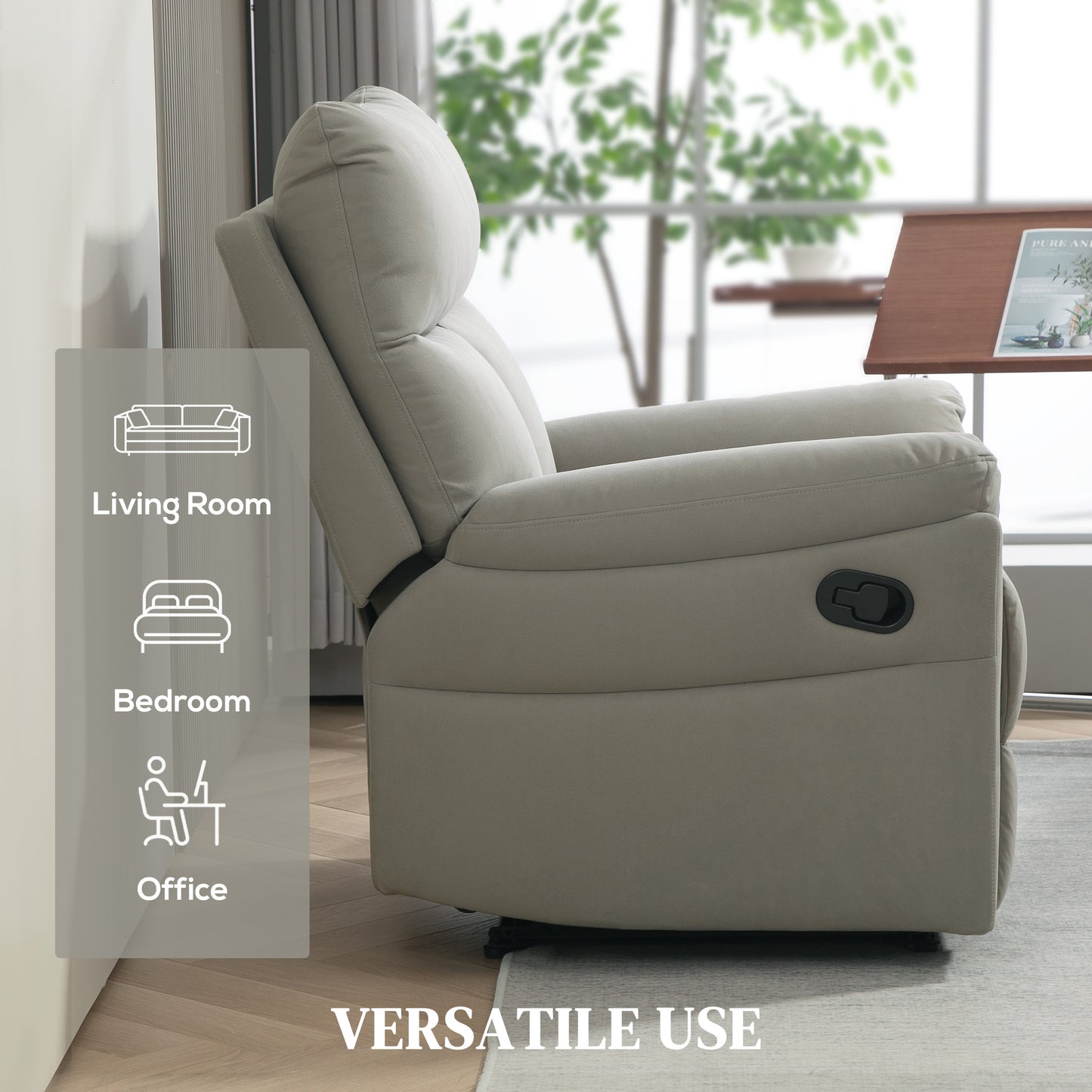 HOMCOM 140° Manual Reclining Armchair, with Footrest - Grey