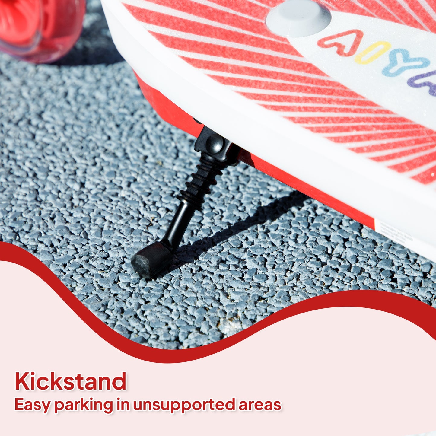 AIYAPLAY Electric Scooter for Kids Ages 4-7, Aux Rear Wheels, LED Light, Electric Brake, 6 KM/H & 8 KM, Red