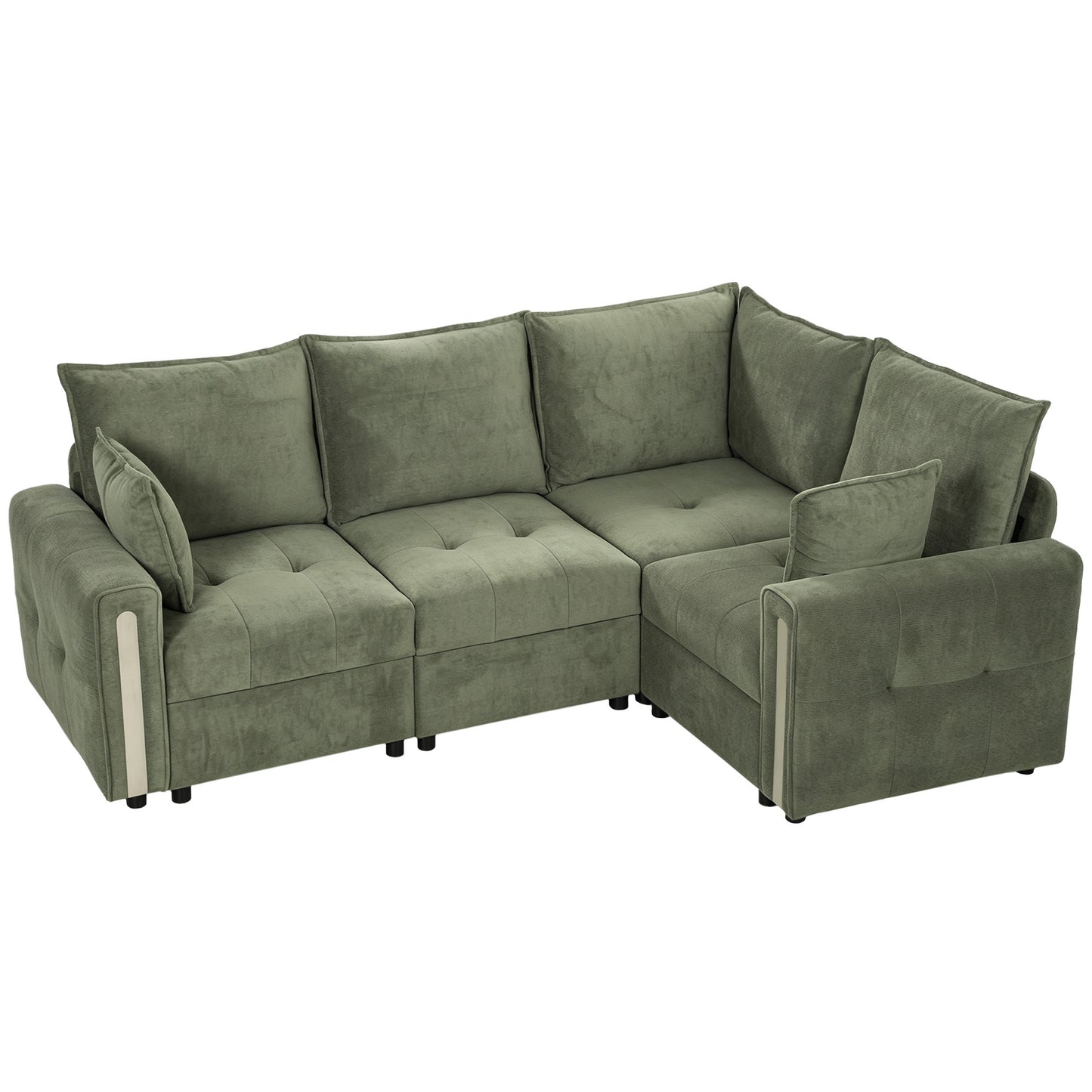 HOMCOM 228cm L Shaped Sofa with Lift-Up Storage, 3-Seater Sectional Sofa with Wide Deep Seat, Dark Green