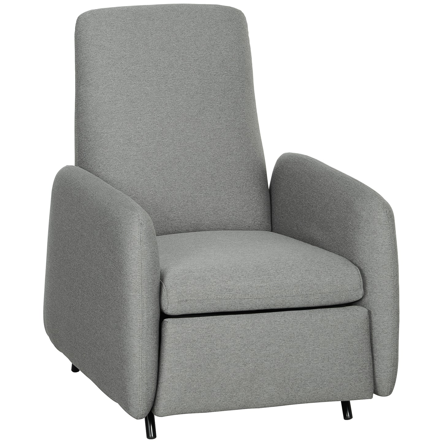 HOMCOM Push Back Recliner Armchair with Leg Rest, Fabric Seat, Grey