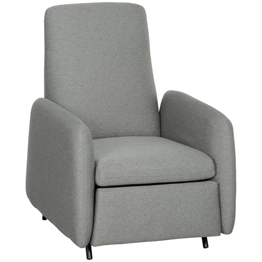 HOMCOM Push Back Recliner Armchair with Leg Rest, Fabric Seat, Grey