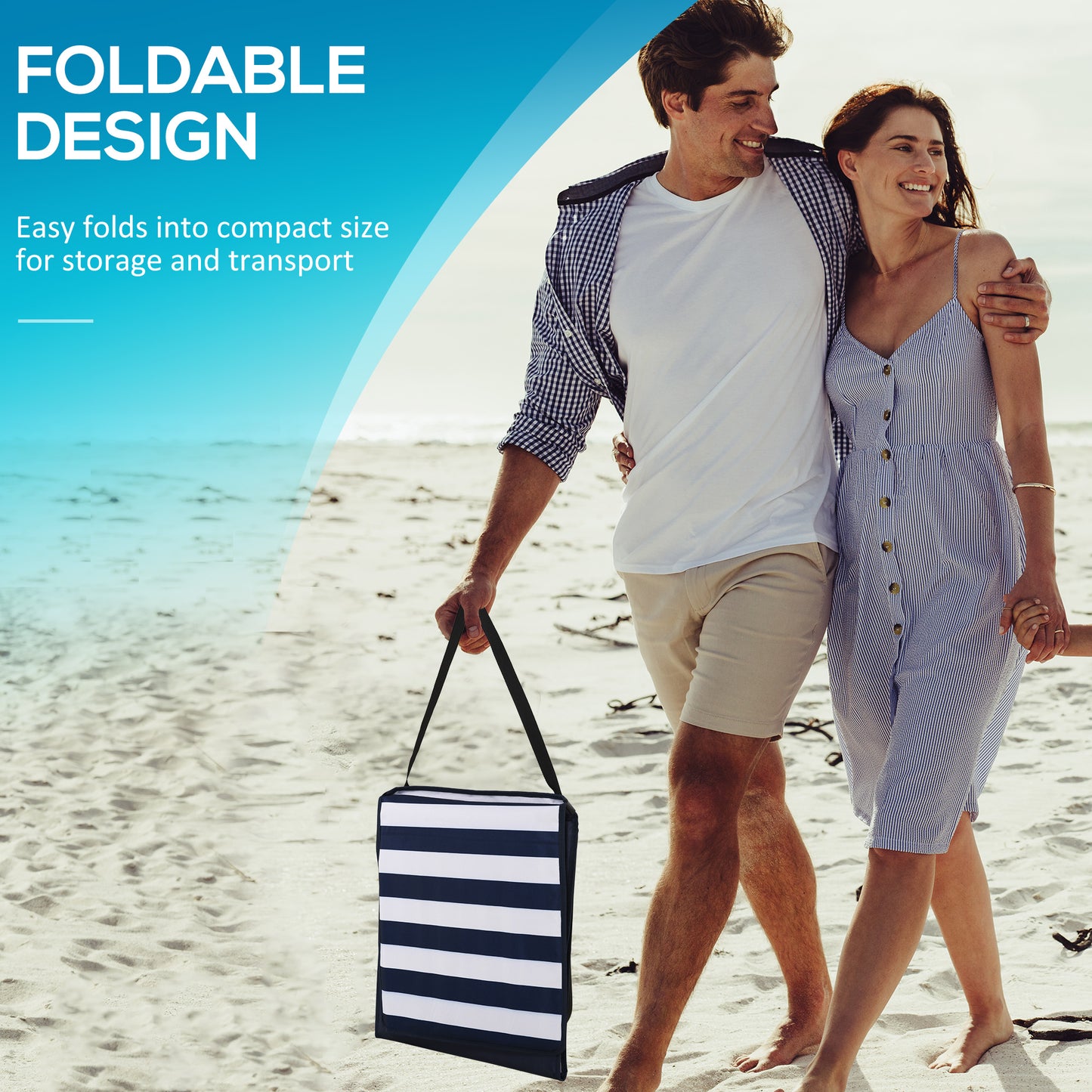 Outsunny Set of 2 Foldable Garden Beach Chair Mat, Outdoor Sun Lounger Seats Adjustable Back, Magazine Pocket, Carry Bag