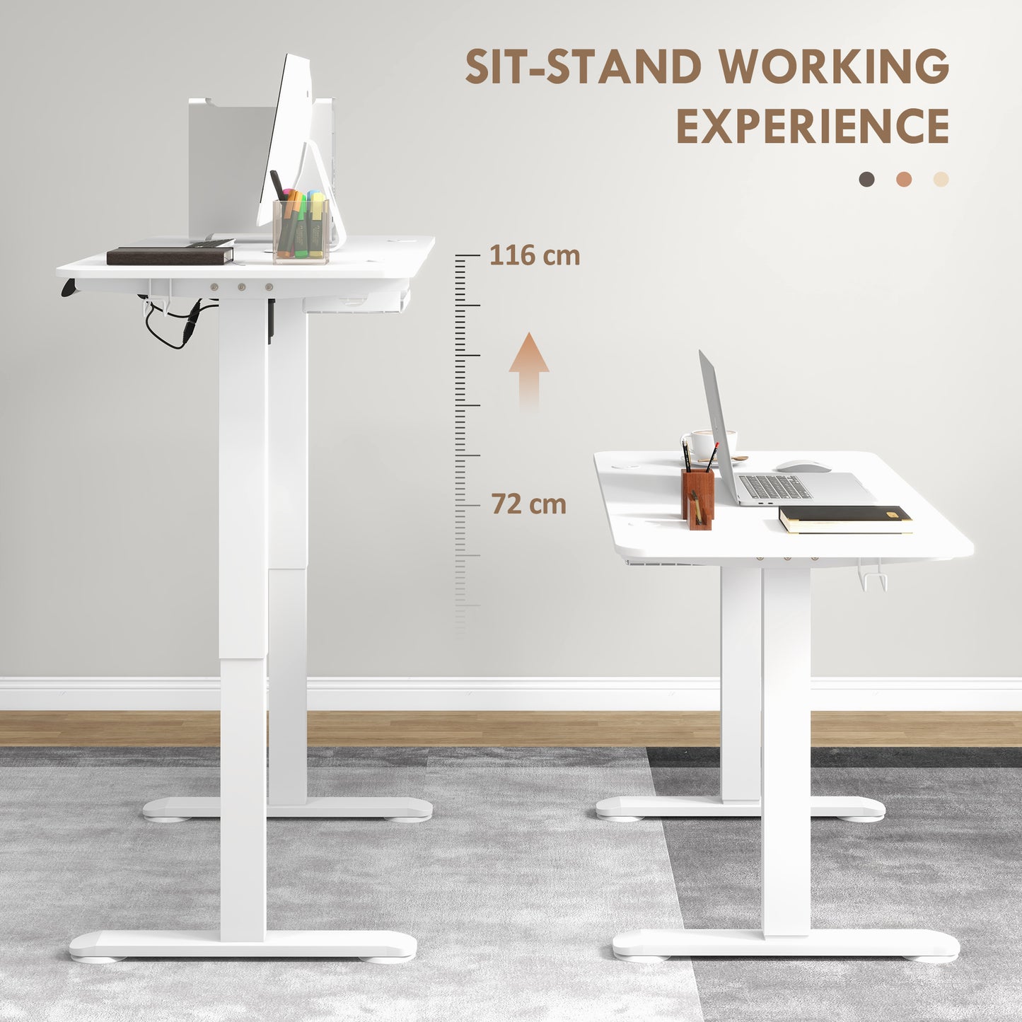 Vinsetto Electric Desk Height Adjustable Standing Desk with 3 Memory Settings Collision Avoidance and Overheat Protection