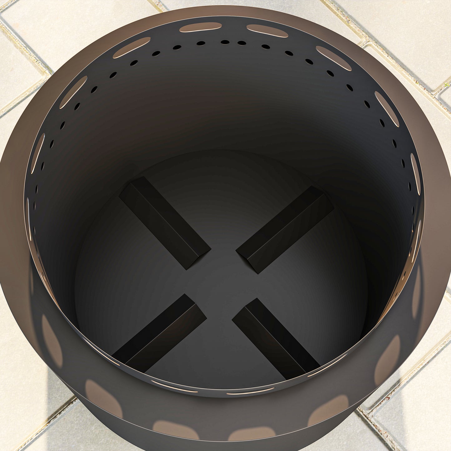 Outsunny Smokeless Fire Pit, 48.5cm Portable Wood Burning Firepit with Poker for Garden Camping Bonfire Party, Metal, Dark Grey