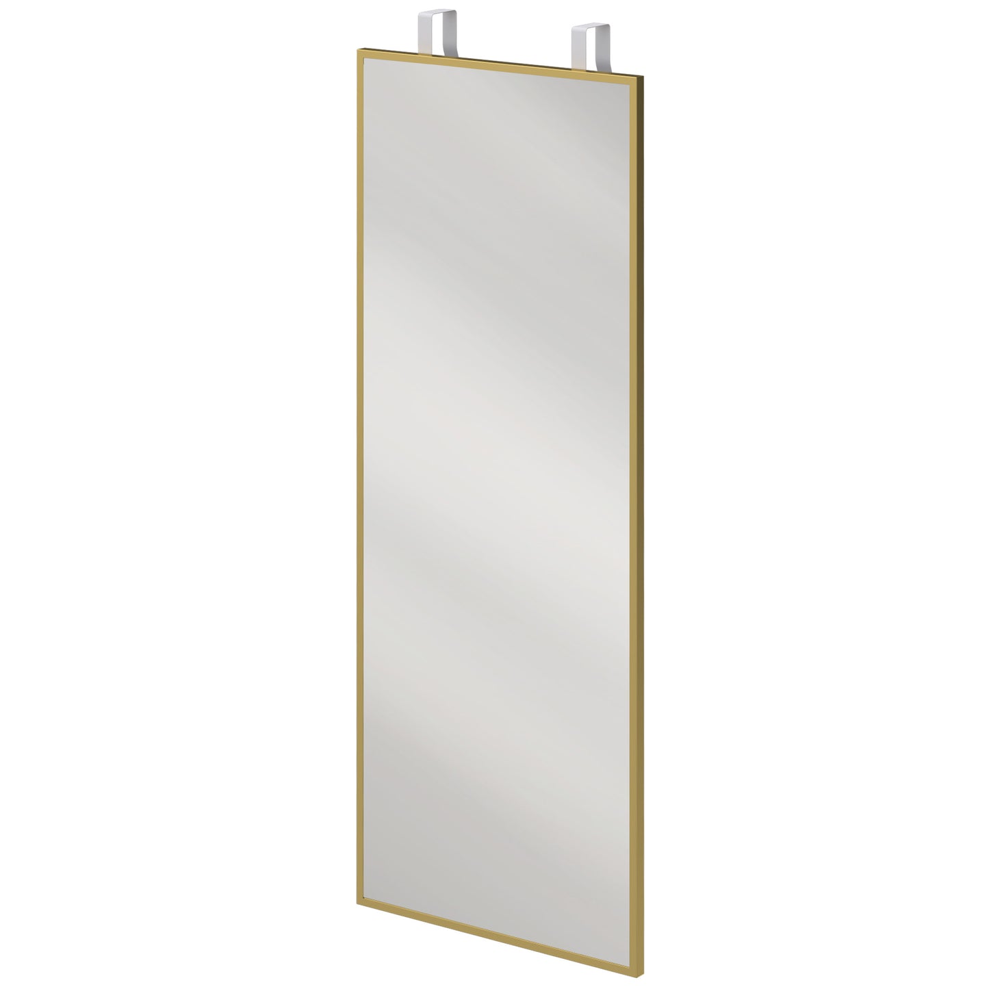 HOMCOM 40 x 110 cm Full Length Wall Mirror, Rectangular Mirror with Adjustable Hooks, Over the Door or Wall Mounted, Gold Tone