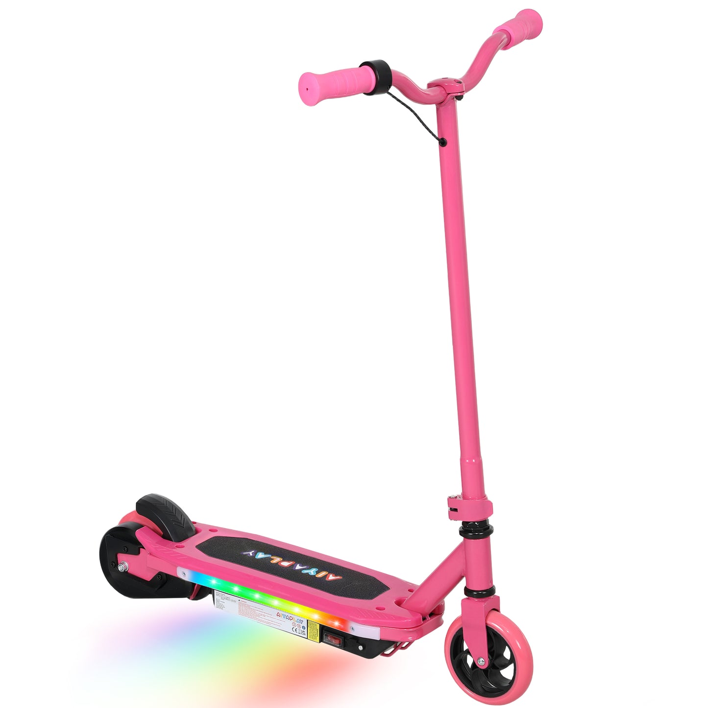 AIYAPLAY Electric Scooter for Kids Ages 6-14, with Colourful Light and Electric Brake, Kids Electric Scooter E Scooter, Up to 10 KM/H & 8 KM, Pink