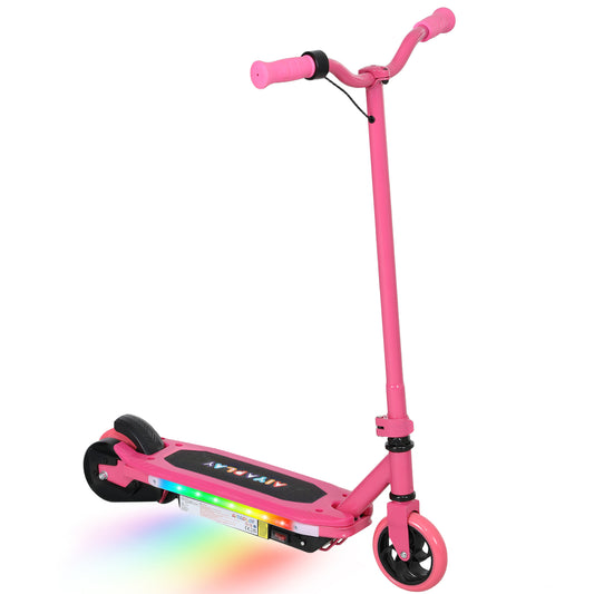 AIYAPLAY Electric Scooter for Kids Ages 6-14, with Colourful Light and Electric Brake, Kids Electric Scooter E Scooter, Up to 10 KM/H & 8 KM, Pink